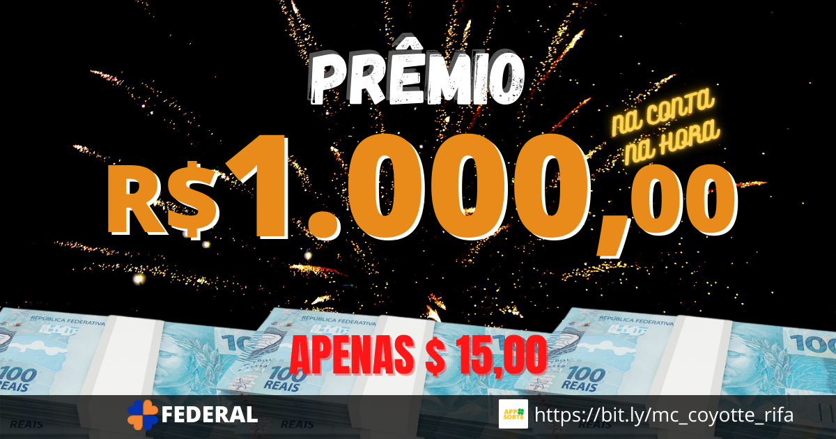 R$ 1.000,00 na conta na hora!!